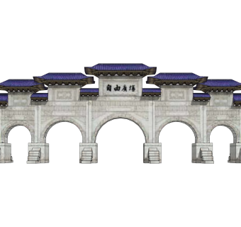 中式牌坊大门草图大师模型，牌坊大门sketchup模型下载