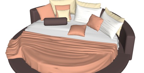现代简约沙发床草图大师模型，双人床SKP模型下载