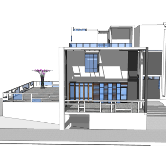现代风格别墅草图大师模型下载，别墅SKP模型下载