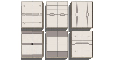 现代移门衣柜组合su模型，衣柜草图大师模型下载