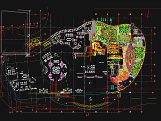 现代中餐厅<em>建筑施工图纸</em>，餐厅CAD<em>设计</em>图纸下载