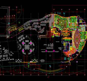 现代中餐厅建筑施工图纸，餐厅CAD设计图纸下载