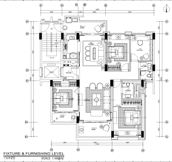 现代四室两厅138㎡海时代施工图CAD图纸dwg文件分享