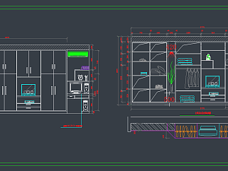 原创衣柜的结构标准全套的CAD图库，衣柜CAD建筑图纸下载