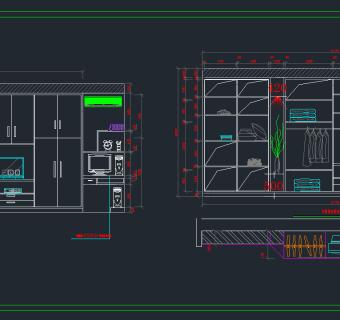 原创衣柜的结构标准全套的CAD图库，衣柜CAD建筑图纸下载