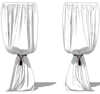 现代窗帘草图大师模型下载、现代窗帘su模型下载