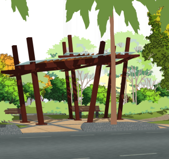 现代公园景观草图大师模型，公园sketchup模型免费下载