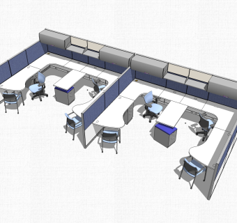 现代隔断办工桌草图大师模型，办工桌sketchup模型下载