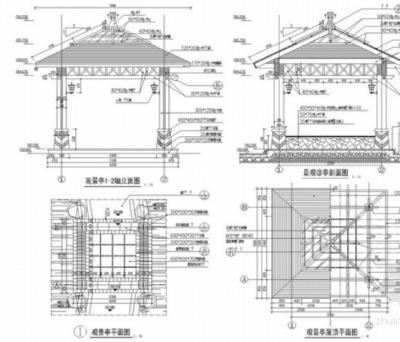 园林景<a href=https://www.yitu.cn/su/7053.html target=_blank class=infotextkey>亭</a>施工详图24例