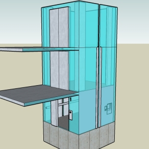 现代观光电梯su模型下载、观光电梯草图大师模型下载