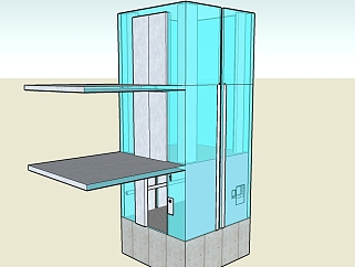 现代观光电梯su模型下载、观光电梯草图大师模型下载
