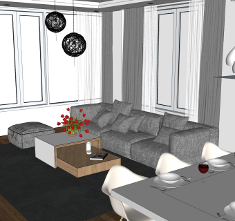 现代风格草图大师模型，家装SU模型下载