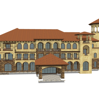 欧式别墅外观草图大师模型，别墅外观sketchup模型免费下载