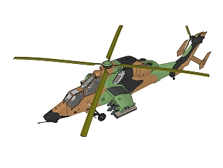 德法Tiger虎式<em>武装</em>直升机草图大师模型，直升机SU模型...