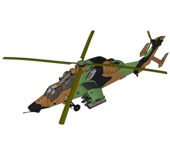 德法Tiger虎式武装直升机草图大师模型，直升机SU模型下载