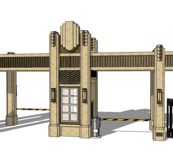 欧式入口大门草图大师模型下载，入口大门sketchup模型