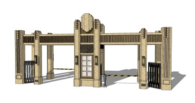 欧式入口大门草图大师模型下载，入口大门sketchup模型