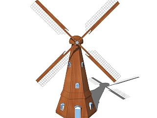 現代大型風車sketchup模型，風車su模型下載