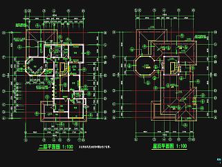 两层独立豪华别墅建筑设计施工图，豪华别墅图纸设计下载