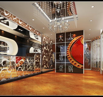 福州385㎡知名火锅连锁店CAD施工图，火锅店CAD图纸下载