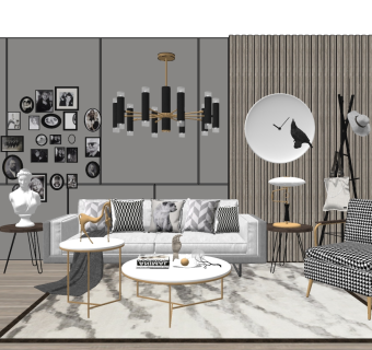 北欧简约白色沙发su模型，沙发sketchup模型下载