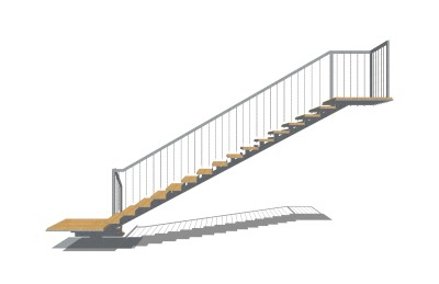 现代双跑折梯草图大师模型，双跑折梯sketchup模型免费下载