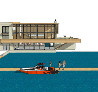 现代别墅草图大师模型下载，别墅SKP模型下载