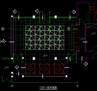 宾馆门厅CAD施工图，宾馆CAD建筑图纸下载