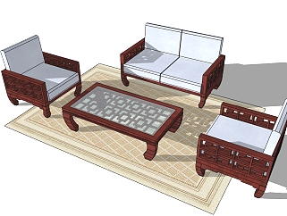 桌椅组合草图大师模型下载，桌椅组合skp文件下载