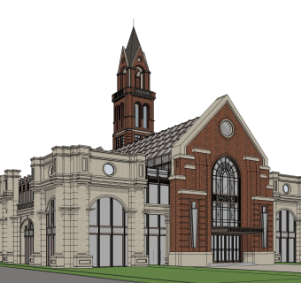 法式酒店草图大师模型，酒店sketchup模型免费下载