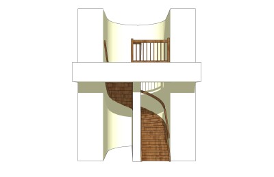 现代实木弧形楼梯草图大师模型，实木弧形楼梯sketchup模型免费下载