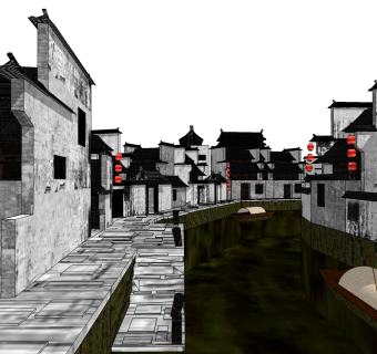 杭州过街楼草图大师模型下载、杭州过街楼su模型下载