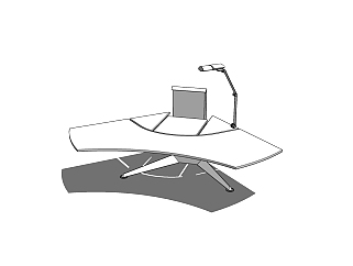工业风办公桌SU模型，办公桌草图大师模型