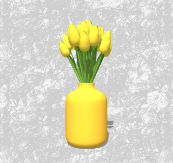 郁金香花瓶插花su模型，花艺草图大师模型下载