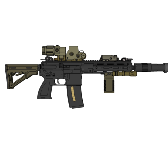 德国H&k公司416自动步枪草图大师模型，步枪SU模型下载