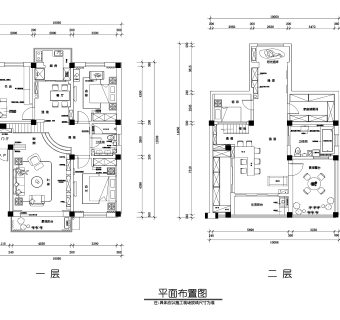 祥细客厅卧室家装户型图三居CAD，免费下载