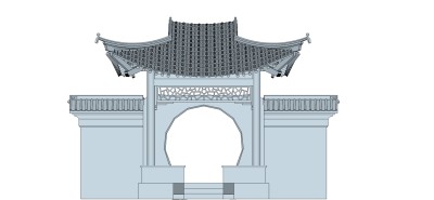 景墙月洞方亭草图大师模型下载、景墙月洞方亭su模型下载