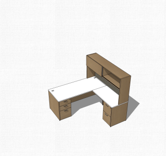 现代实木办公桌草图大师模型，办公桌skp模型下载