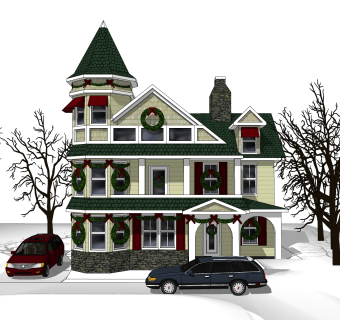 欧式别墅SU模型，别墅SKP模型下载