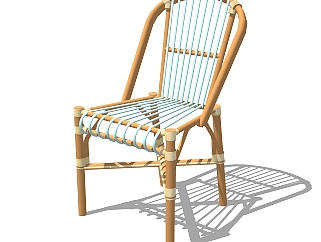 现代竹制户外椅草图大师模型，户外椅su模型下载