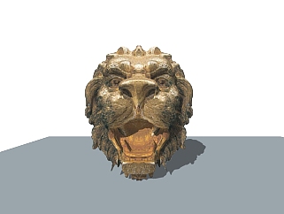 中式狮子头雕塑su模型下载、狮子头雕塑草图大师模型...