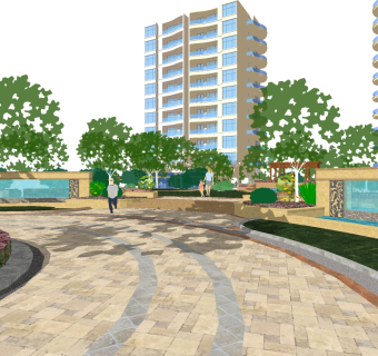 欧式公园景观草图大师模型，公园sketchup模型下载