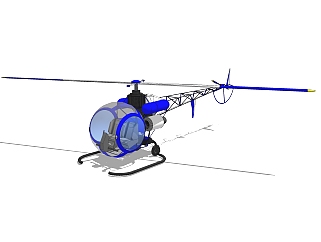 现代直升机免费su模型，直升机skp模型下载