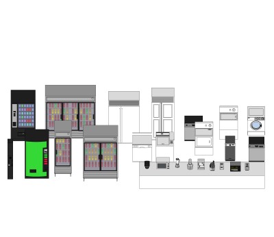 现代冰箱冰柜组合草图大师模型，冰箱skp文件下载