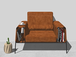 现代皮革休闲椅组合草图大师模型，皮革休闲椅sketchup模型下载