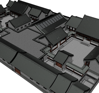 中式别墅su模型下载、中式别墅草图大师模型下载