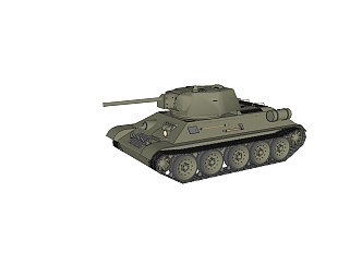 <em>苏联</em>T-34中型坦克草图大师模型，sketchup模型下载
