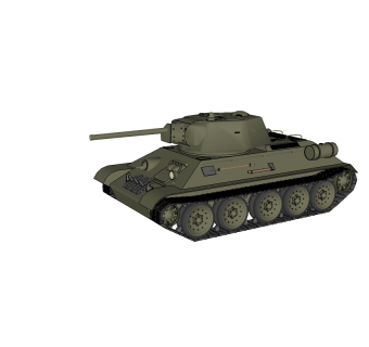 苏联T-34中型坦克草图大师模型，sketchup模型下载