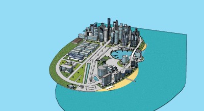 现代城市规划设计草图大师模型，城市规划sketchup模型