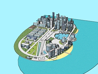 现代<em>城市</em>规划<em>设计</em>草图大师模型，<em>城市</em>规划sketchup模型